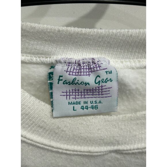 Vintage Fashion Gear Halloween Sweatshirt White Crewneck Cross-stitch Sz Large - Picture 5 of 8